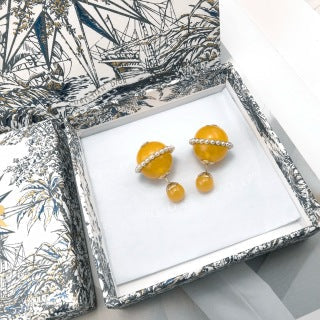 Dior Soleil Amber Pearl Stud Earrings
