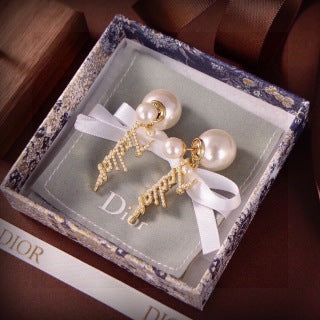 Dior Pearl Cascade Crystal Drop Earrings