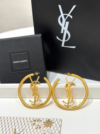 YSL Cassandre Circle Logo Hoop Earrings