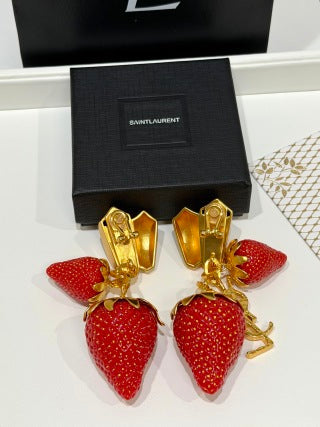 YSL Jardin Rouge Strawberry Clip Earrings