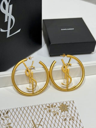 YSL Cassandre Circle Logo Hoop Earrings