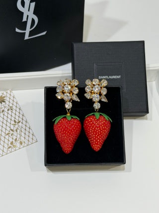 YSL Jardin Rouge Strawberry Clip Earrings