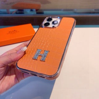 Hermès Crocodile Texture H Emblem Phone Case
