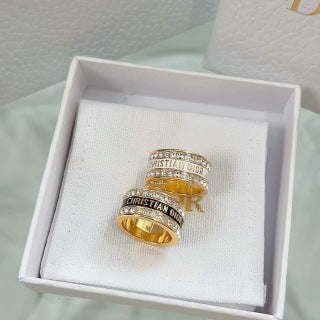 Dior Crystal Oblique Signature Band Ring