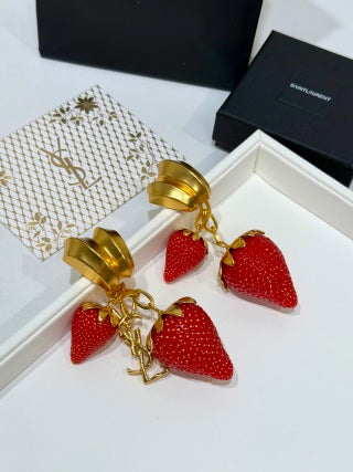 YSL Jardin Rouge Strawberry Clip Earrings