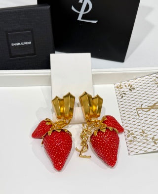YSL Jardin Rouge Strawberry Clip Earrings
