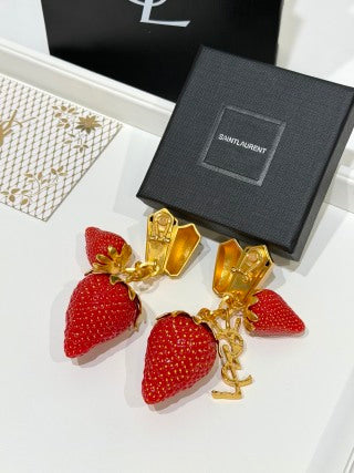 YSL Jardin Rouge Strawberry Clip Earrings