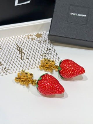 YSL Jardin Rouge Strawberry Clip Earrings