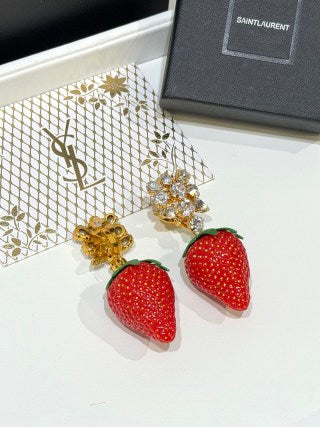 YSL Jardin Rouge Strawberry Clip Earrings