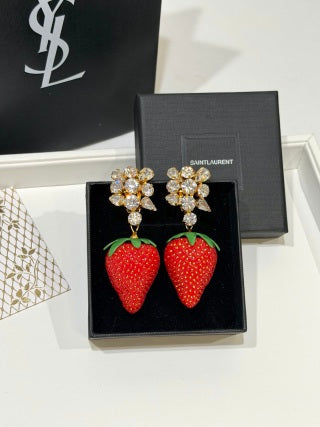 YSL Jardin Rouge Strawberry Clip Earrings