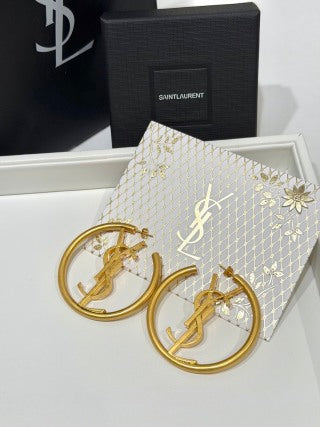 YSL Cassandre Circle Logo Hoop Earrings