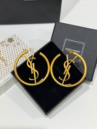 YSL Cassandre Circle Logo Hoop Earrings