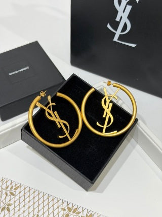 YSL Cassandre Circle Logo Hoop Earrings