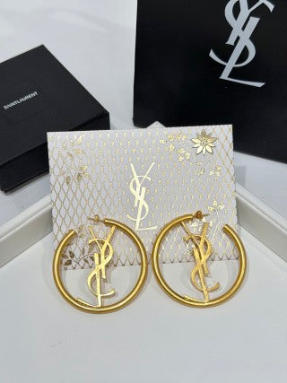 YSL Cassandre Circle Logo Hoop Earrings
