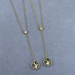 Dior Celestine Obsidian Star Compass Pendant Necklace