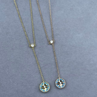 Dior Celestine Emerald Star Compass Pendant Necklace