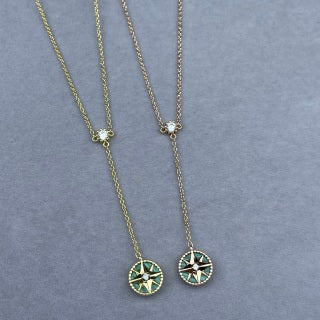 Dior Celestine Emerald Star Compass Pendant Necklace