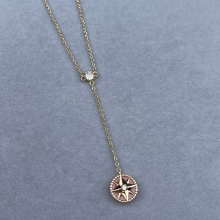 Dior Celestine Rose Crystal Star Compass Pendant Necklace
