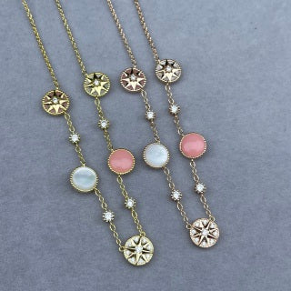 Dior Celestine Crystal Compass Charm Layered Necklace