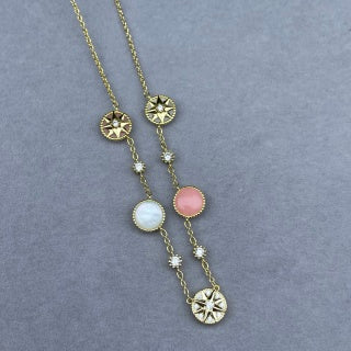 Dior Celestine Crystal Compass Charm Layered Necklace