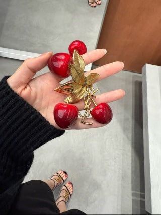 YSL Jardin Rouge Cherry Blossom Clip Earrings