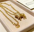 Gucci GG Lion Head Pendant Gold Chain Necklace