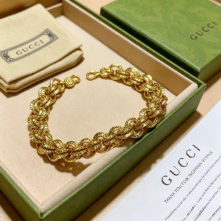 Gucci Interwoven GG Link Gold Statement Bracelet