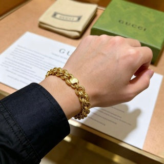 Gucci Interwoven GG Link Gold Statement Bracelet