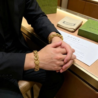 Gucci Interwoven GG Link Gold Statement Bracelet
