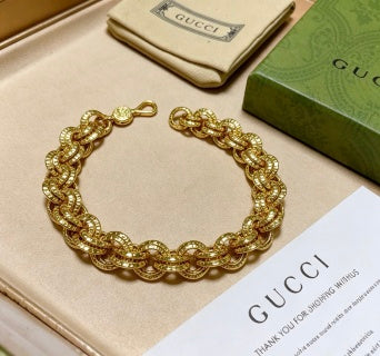 Gucci Interwoven GG Link Gold Statement Bracelet