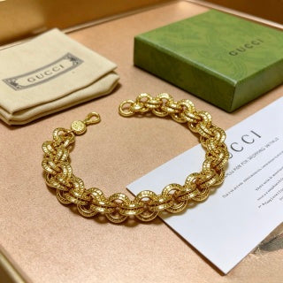Gucci Interwoven GG Link Gold Statement Bracelet