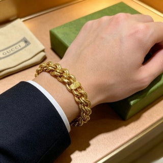 Gucci Interwoven GG Link Gold Statement Bracelet