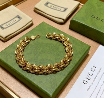 Gucci Interwoven GG Link Gold Statement Bracelet