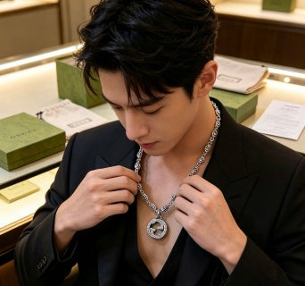 Gucci GG Twisted Circle Link Silver Chain Necklace