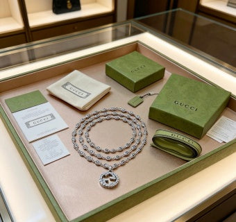 Gucci GG Twisted Circle Link Silver Chain Necklace