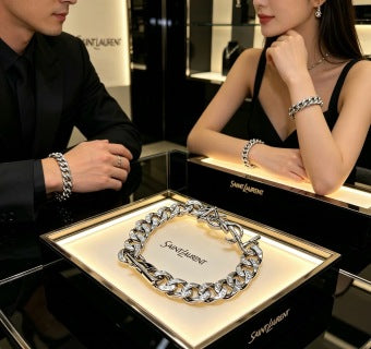 YSL Éclat Pavé Link Chain Bracelet