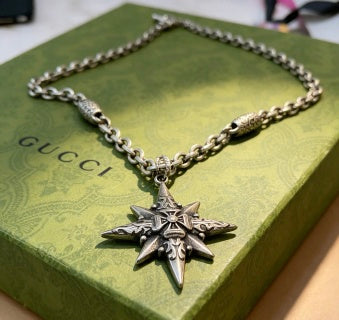 Gucci Starburst GG Charm Silver Chain Necklace