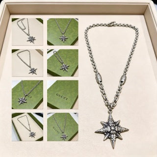 Gucci Starburst GG Charm Silver Chain Necklace