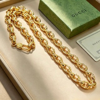 Gucci Interlocking Link Gold Chain Statement Necklace