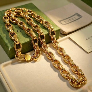 Gucci Interlocking Link Gold Chain Statement Necklace