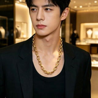Gucci Interlocking Link Gold Chain Statement Necklace