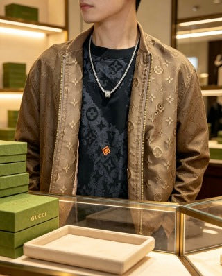 Gucci GG Interlocking Barrel Clasp Silver Chain Necklace