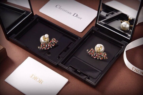 Dior Tribale Multicolor Beaded Bow Stud Earrings
