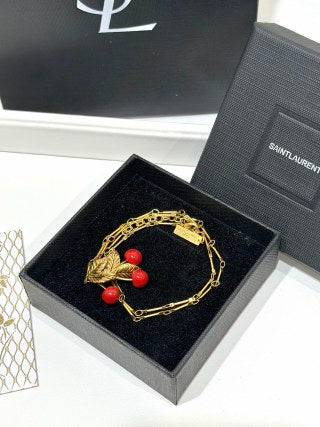 YSL Jardin Rouge Cherry Pendant Necklace
