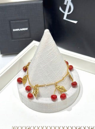 YSL Jardin Rouge Cherry Charm Bracelet