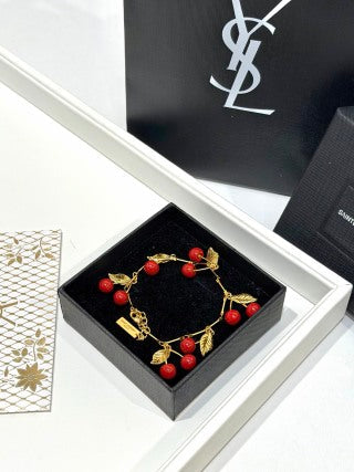 YSL Jardin Rouge Cherry Charm Bracelet