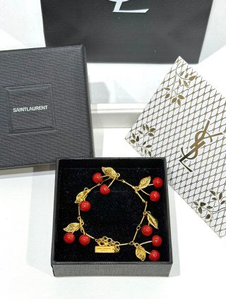 YSL Jardin Rouge Cherry Charm Bracelet