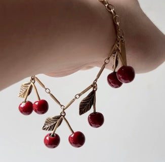 YSL Jardin Rouge Cherry Charm Bracelet