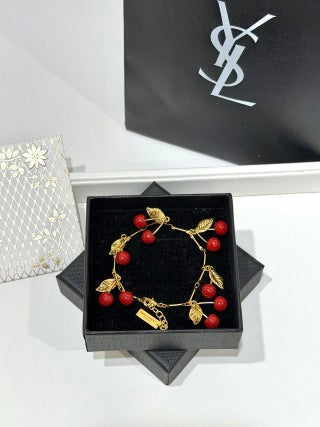YSL Jardin Rouge Cherry Charm Bracelet