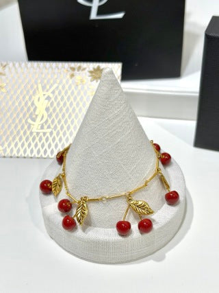 YSL Jardin Rouge Cherry Charm Bracelet